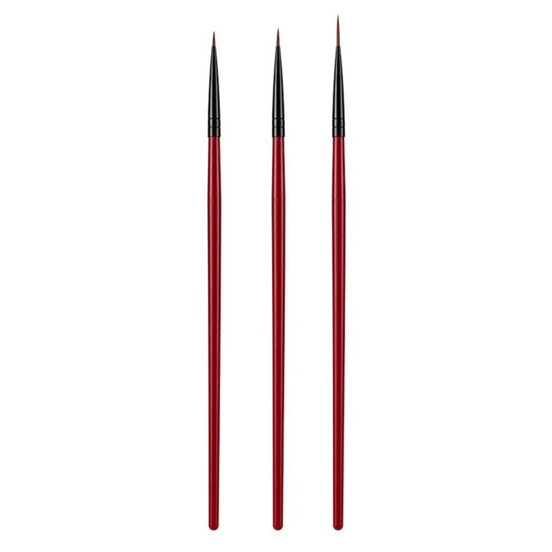 3Pcs Nail Art Liner Painting Brush, Thin Stripe Line Drawing Pen, Nail Liner Striping Brush, Nail Brush for Drawing Nail Art Design, DIY Brush Manicure Tool, Red - Image 1